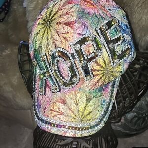 Colorful Hope Cap with Rhinestone Accents
